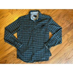 Marmot Button Down Flannel Shirt Mens Med Gray Plaid Long Sleeve Casual Outdoor